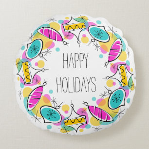 Cojín Redondo Retro Tree Baubles Circle Holidays round