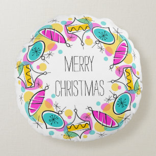 Cojín Redondo Retro Tree Baubles Circula Navidades