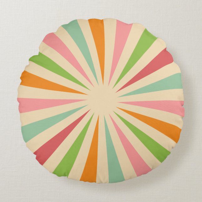Cojín Redondo Retro Vintage Sun Rays (Anverso)