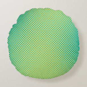 Cojín Redondo Retroceso de arte pop verde brillante y turquesa