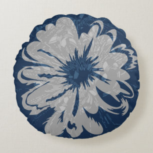 Cojín Redondo Reversible floral psicodélico del vintage del