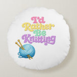Cojín Redondo Reversible Knitting Crochet Round Pillow<br><div class="desc">Fun reversible knitting and crochet round pillow featuring dual-sided design—one side with a ball of yarn and knitting needles; the other with a skein of yarn and a crochet hook —perfect for adding crafty charm to couches, beds, chairs, craft rooms, or cozy reading nooks. Soft, comfortable fabric ideal for knitters,...</div>