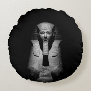 Cojín Redondo Rey faraón blanco y negro