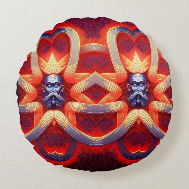 Cojín Redondo Reyes místicos gemelos (Anverso)