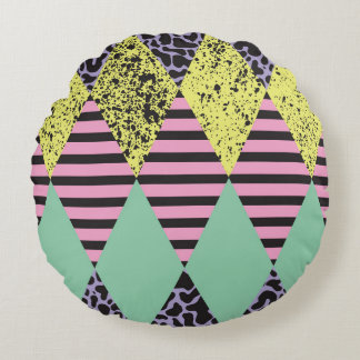 Cojín Redondo Rhombus Moderno: Resumen De Estilo Sin Marea.