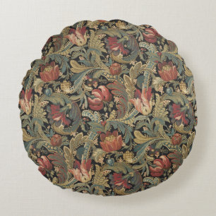 Cojín Redondo Rica Tapicería de Brocado Floral Antiguo Victorian