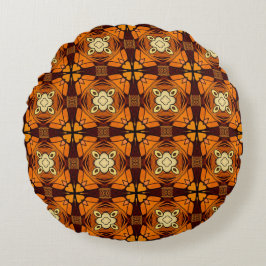 Cojín Redondo Rich Terracotta quemado naranja patrón marrón