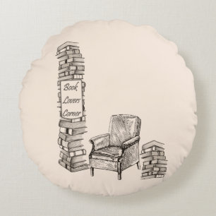 Cojín Redondo Rincón de los amantes del libro en línea