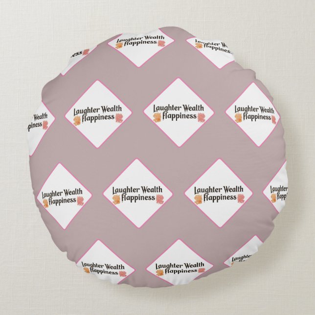 Cojín Redondo Riqueza de la felicidad (Reverso)