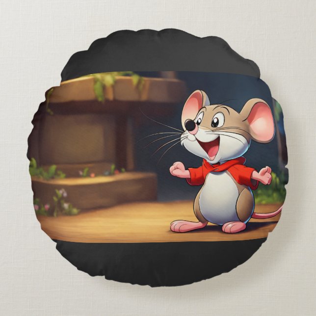 Cojín Redondo Risas el Ratón Feliz (Anverso)
