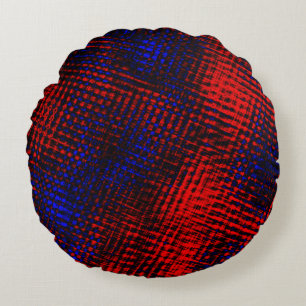 Cojín Redondo Riscos vermelhos cruzados e fundo azul?