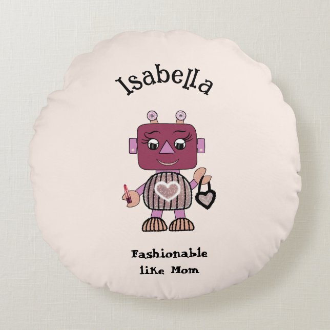 Cojín Redondo Robot de moda (Anverso)