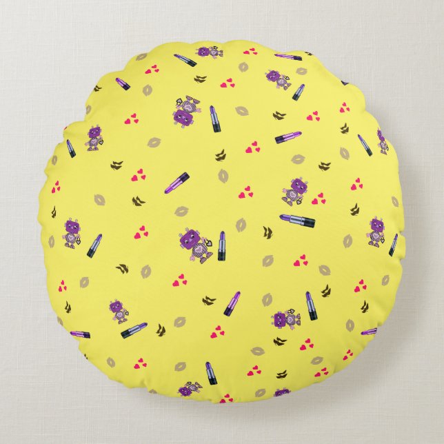 Cojín Redondo Robot de moda (Anverso)