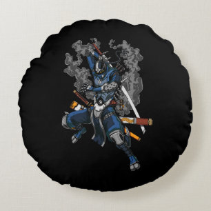 Cojín Redondo Robot Ninja Samurai Warriai Martial Arts