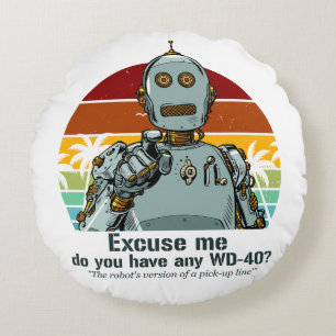 Cojín Redondo Robot retro divertido necesita aceite