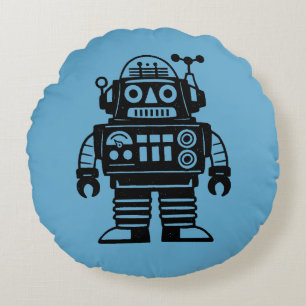 Cojín Redondo Robot Retro Inspirado de Mitad de Siglo