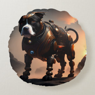 Cojín Redondo Robot Staffordshire Bull Terrier, Round Cushion