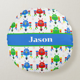 Cojín Redondo Robots coloridos Niños personalizados