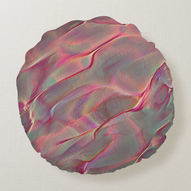 Cojín Redondo Roca virtual en tono satinado, melocotón o coral v (Reverso)