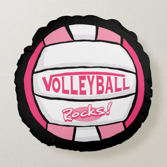 Cojín Redondo Rocas de voleibol rosadas 2 (Anverso)