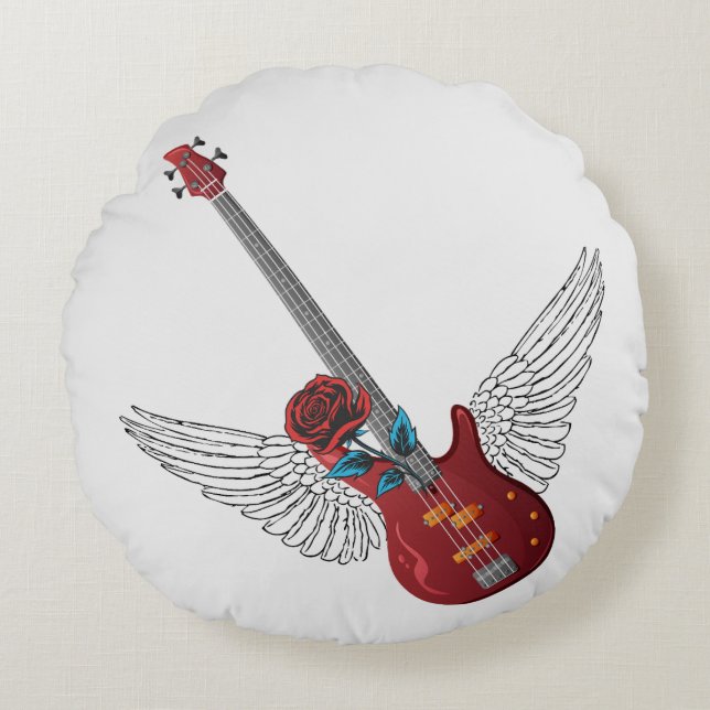 Cojín Redondo Rock and Roll Angel Bass (Anverso)
