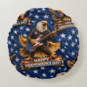 Cojín Redondo Rockstar American Eagle, feliz Día de la Independe