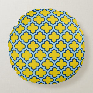 Cojín Redondo Rojo azul amarillo y bebé, Entramado, Quatrefoil