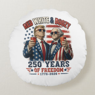 Cojín Redondo Rojo Blanco Borracho Trump George Washington 250