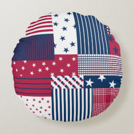 Cojín Redondo Rojo, blanco y azul