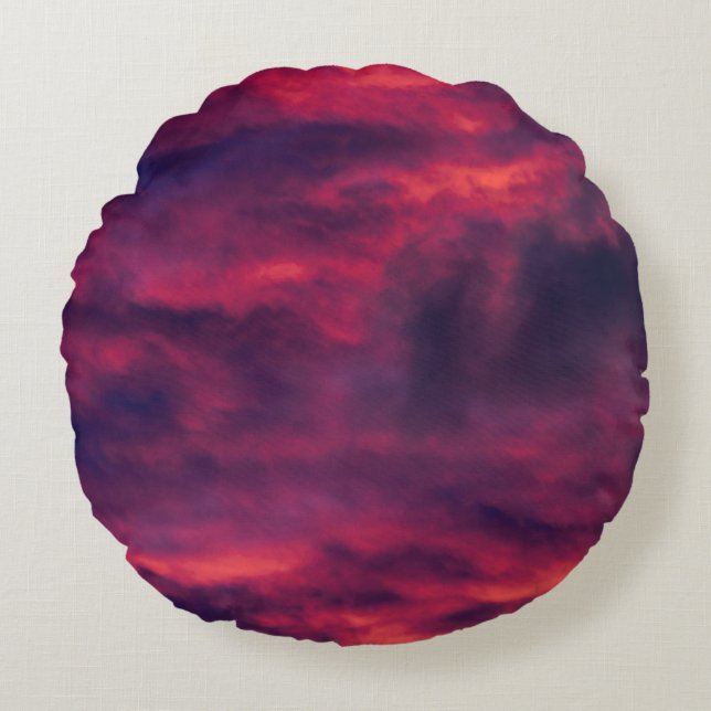 Cojín Redondo rojo de agosto (Anverso)