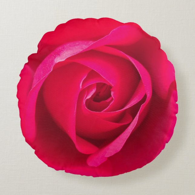 Cojín Redondo Rojo Romántico Rosa Rosada v2 (Anverso)