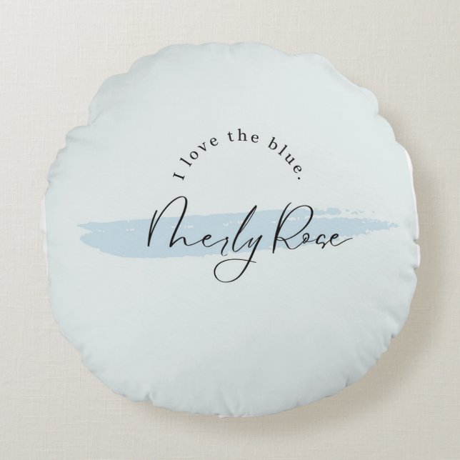 Cojín Redondo Romance de Pincel Azul Neily Rose (Anverso)