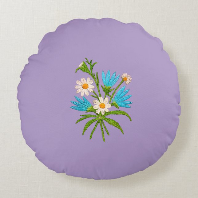 Cojín Redondo Romantic Floral – Botanical Fantasy Minimalist  (Anverso)