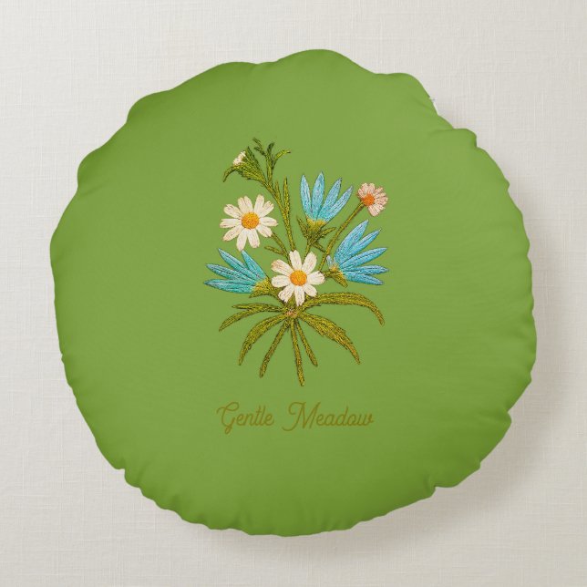 Cojín Redondo Romantic Flower – Botanical Fantasy Bouquet Pillow (Reverso)