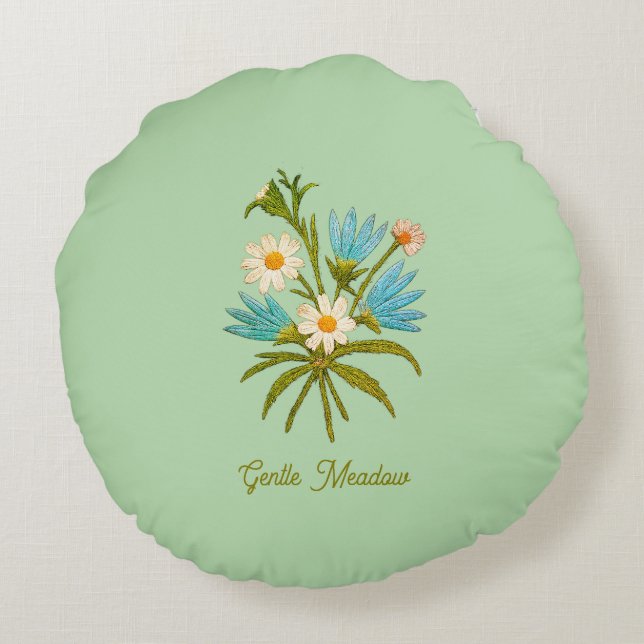 Cojín Redondo Romantic Flower – Botanical Fantasy Bouquet Pillow (Reverso)