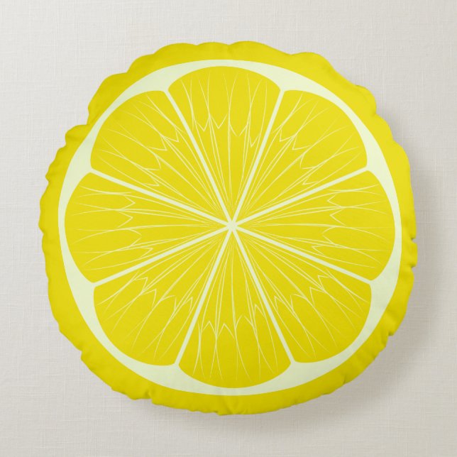 Cojín Redondo Ronda de limón amarillo Citrus (Anverso)
