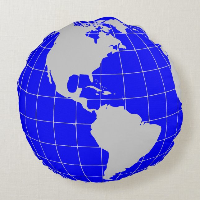 Cojín Redondo Ronda del Mundo Azul (Reverso)