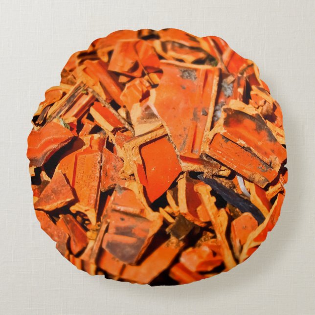 Cojín Redondo Roof tiles brick red roof panels (Anverso)