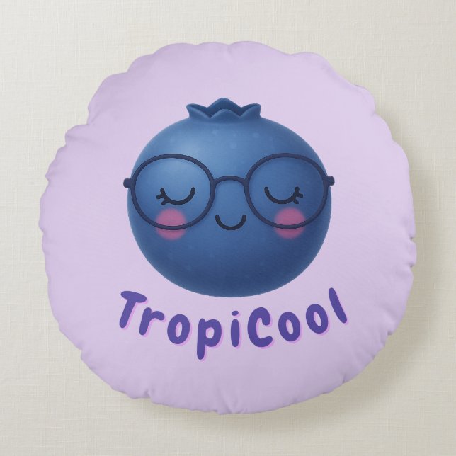 Cojín Redondo ropiCool Blueberry - Personaje de fruta con gla (Anverso)
