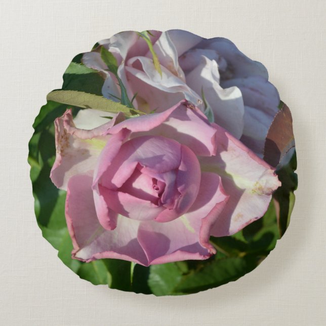 Cojín Redondo Rosa abstracta celestial (Anverso)