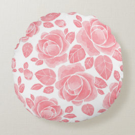 Cojín Redondo Rosa acuarela rosa - Floral romántico