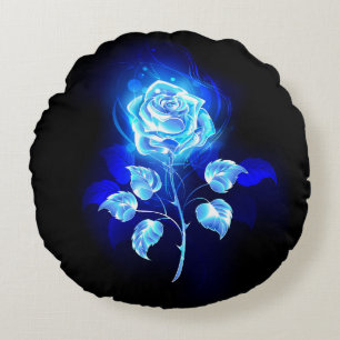 Cojín Redondo Rosa azul en llamas