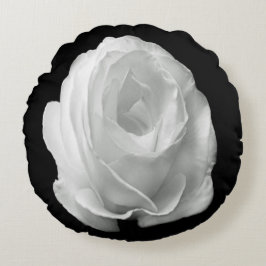 Cojín Redondo rosa blanco sobre el fondo negro