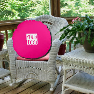 Cojín Redondo rosa caliente - añadir logotipo