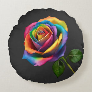 Cojín Redondo Rosa de arcoiris de largo tamaño-