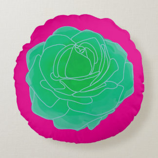 Cojín Redondo Rosa de arte pop verde