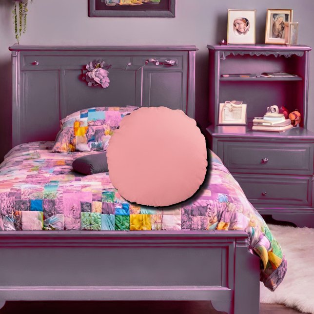 Cojín Redondo Rosa de coral sólido (Subido por el creador)