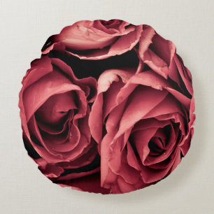 Cojín Redondo Rosa de cosecha romántica
