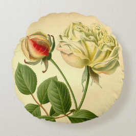 Cojín Redondo Rosa De Té Vintage Gloire De Dijon Flor Amarilla R