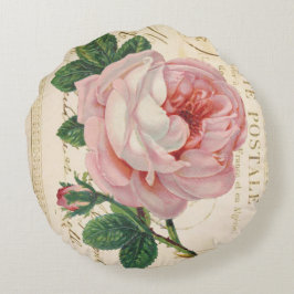 Cojín Redondo Rosa de velocidad postale de carta rosa vintage
